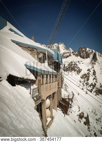 Cable Car Station At Courmayer, Italy In A Sunny Day