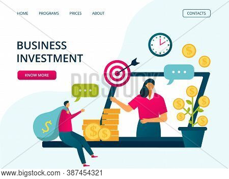 Business Investments, Financial Investors Market Website Template, Vector Illustration. Return Of In