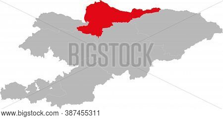 Chuy Province Kyrgyzstan Isolated On Kyrgyzstan Map. Business Concepts And Backgrounds.