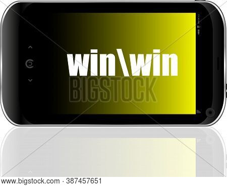 Win Word. Education Concept . Detailed Modern Smartphone