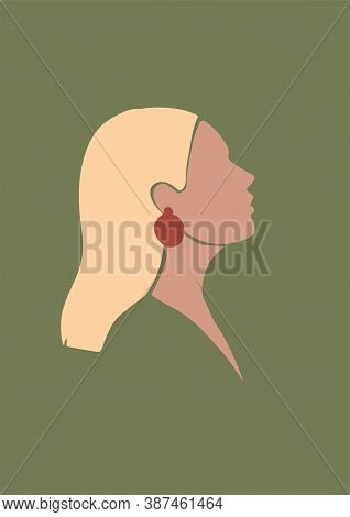 Abstract Colorful Woman Vector Portrait. Contemporary Art With Terraccota Colors. Beauty Fashion Fem