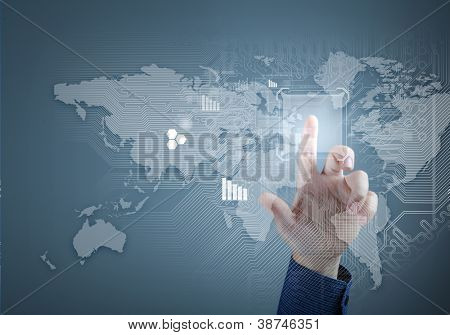 gelecek teknolojisi ve değmek düğme inerface illüstrasyon