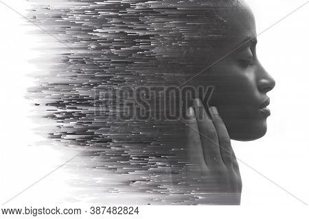 Portrait combined with a digital illustration