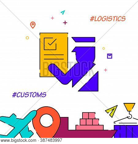 Customs Officer Filled Line Vector Icon, Simple Illustration, Cargo And Shipping Related Bottom Bord