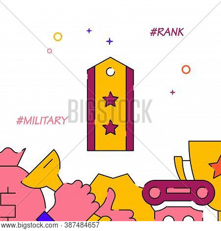 Epaulet, Military Rank Filled Line Vector Icon, Simple Illustration, Reward Related Bottom Border.