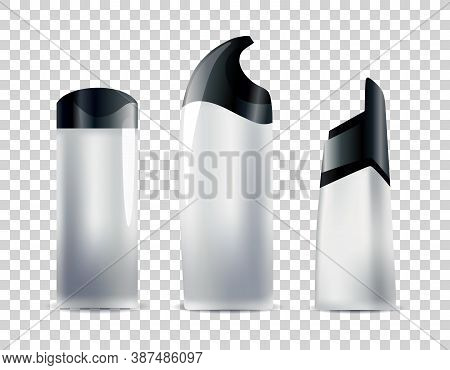 Realistic Blank Cosmetic Tubes. Set Of Unbranded Packages For Body Cosmetic. Vector Mock-up Isolated