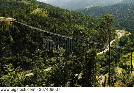 Suspension Bridge Highline 179 In Reutte Austria In Summer
