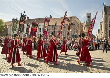 Bruges (brugge), Belgium. 5 May 2016. Procession Of The Holy Blood.