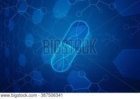 Dna Structure, Abstract Medical And Healthcare Background,abstract Technogoly Science Concept Dna Fu