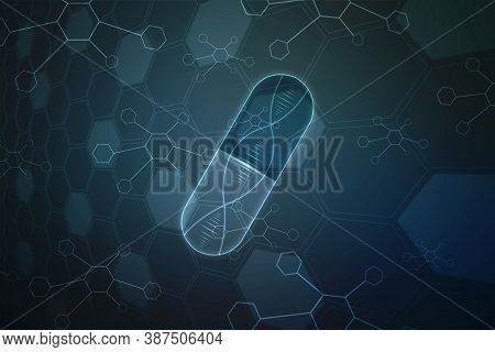 Dna Structure, Abstract Medical And Healthcare Background,abstract Technogoly Science Concept Dna Fu