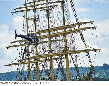 Rouen, France - June Circa, 2019. Part Of The Famous Russian Four-masted Schooner Kruzenshtern Saili
