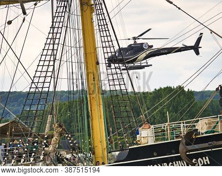 Rouen, France - June Circa, 2019. Part Of The Famous Russian Four-masted Schooner Kruzenshtern Saili