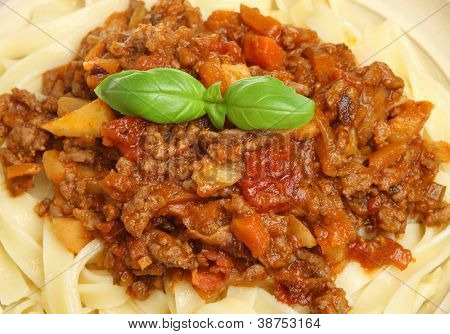 Tagliatelle pasta med bolognaise sauce