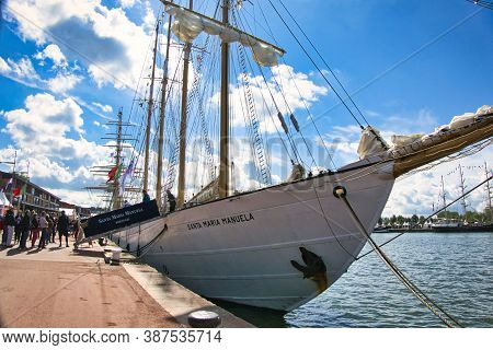Rouen, France - June Circa, 2019. The Four Masted Ailing Ship Santa Maria Manuela, Ex Portuguese Whi