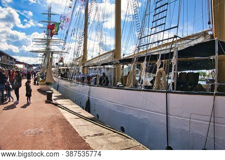 Rouen, France - June Circa, 2019. Part Of The Four Masted Ailing Ship Santa Maria Manuela, Ex Portug