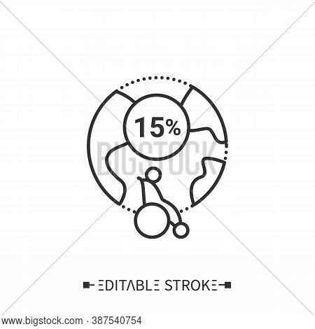 Worldwide Disabled People Quantity Line Icon. Disabled People Community, Support And Charity. World 