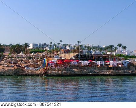 Sharm El Sheikh, Egypt - September 9, 2020: The View From Sea Of Hotel Jaz Fanara Resort 4 At Sharm 