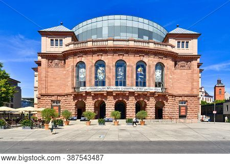 Mainz, Germany - July 2020: Building Of Mainz State Theatre Called 'staatstheater', Constructed Betw