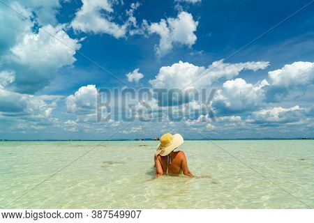 Beautiful Woman at the beach in Poda island  Thailand