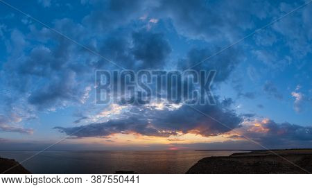 Sunset Stanislav Clay Mountains And Canyons Above Dnipro River Bay, Ukraine