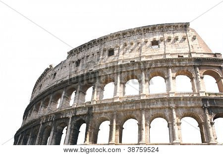 Antico Colosseo, Roma, Italia. Isolato sopra bianco