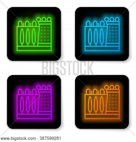 Glowing Neon Line Salvador Dali Museum In Figueres, Spain Icon Isolated On White Background. Black S