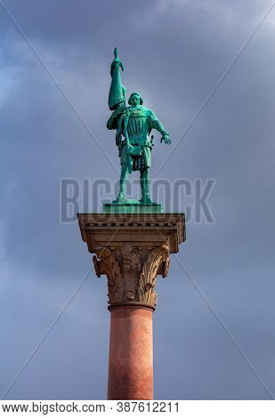 The Statue On The Column Of The Swedish National Hero - Engelbrekt Engelbrektsson. Stockholm.
