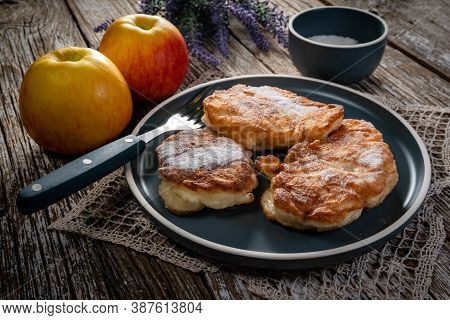 Sweet Pancakes Made Of Apple, Milk And Flour (racuchy)