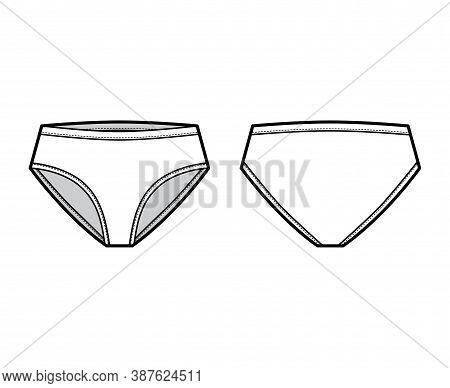 High-cut Briefs Technical Fashion Illustration With Mid Hips Coverage And Waist Rise. Flat Mini-shor