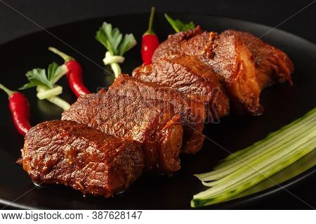 Traditional Chinese Street Food, Fried Pork Meat, Shanghai, China
