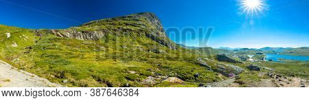 Hiking in amazing Jotunheimen National Park in Norway, Synshorn Mountain