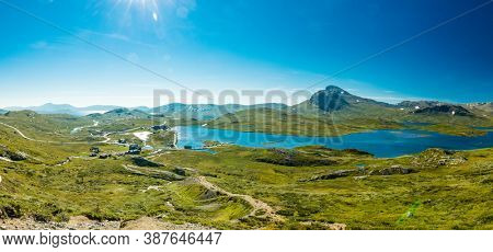 Hiking in amazing Jotunheimen National Park in Norway, Synshorn Mountain