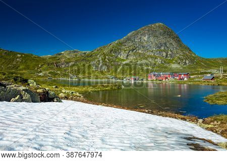 Hiking in amazing Jotunheimen National Park in Norway, Synshorn Mountain
