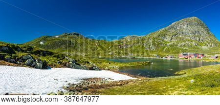 Hiking in amazing Jotunheimen National Park in Norway, Synshorn Mountain