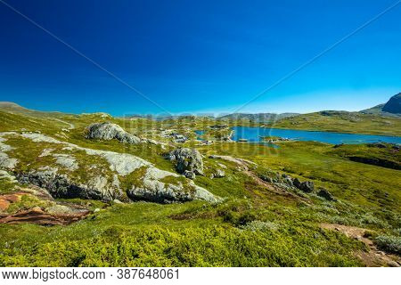 Hiking in amazing Jotunheimen National Park in Norway, Synshorn Mountain