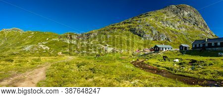 Hiking in amazing Jotunheimen National Park in Norway, Synshorn Mountain