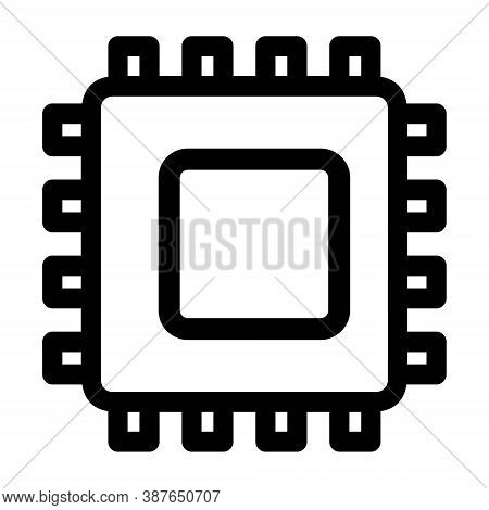 Microchip, Electronic Circuit Icon In Line Style. Hardware Components, Chip, Microprocessor. Compute