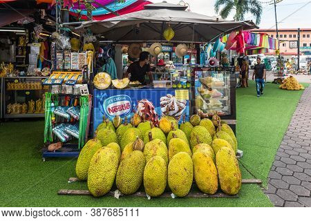 Kuala Lumpur, Malaysia - December 2, 2019: Raw Honey Jackfruit For Sale On Local Street Market Near 