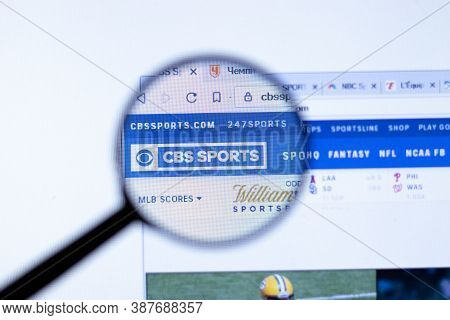 New York, Usa - 29 September 2020: Cbs Sports Cbssports.com Company Website With Logo Close Up, Illu