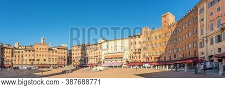 Siena,italy - September 4,2020 - Panoramic View Of Piazza Del Campo (campo Square) In Siena. Siena I