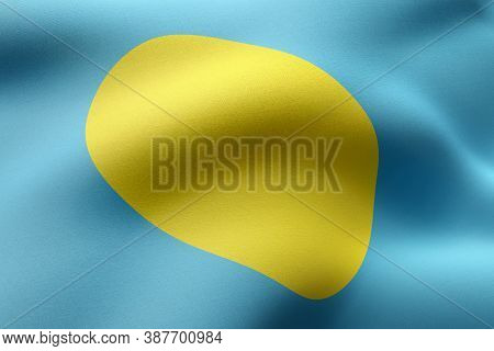 3d Rendering Of A Detail Of A Silked Palau Flag