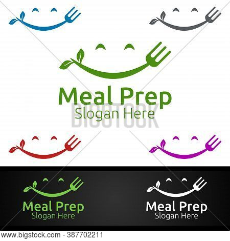 Meal Prep Healthy Food Logo For Restaurant, Cafe Or Online Catering Delivery