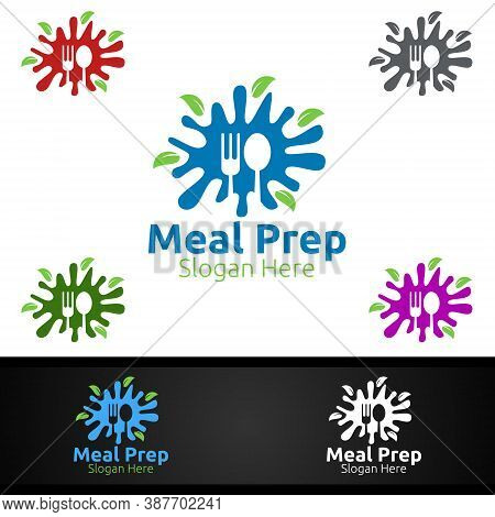 Meal Prep Healthy Food Logo For Restaurant, Cafe Or Online Catering Delivery