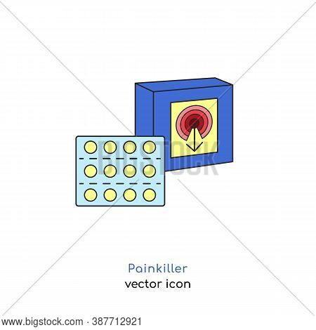 Painkiller Pills Sign. Analgetic Icon. Flu And Cold Treatment. Medicine Concept. Healthcare Design. 