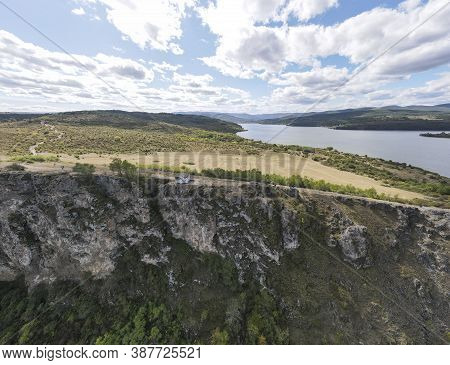 Aerial View Of Church Of Saint John The Baptist And Pchelina Reservoir, Pernik Region, Bulgaria
