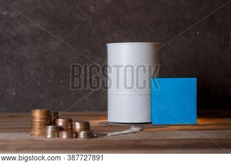Financial Crisis Of Oil. Currency Fall. Coins