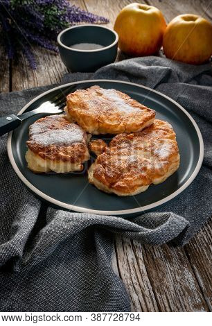 Sweet Pancakes Made Of Apple, Milk And Flour (racuchy)