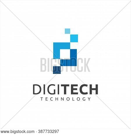 Creative Abstract Square Tech Logo Pixel Design. Digital Data Box Logo Design Vector Stock.