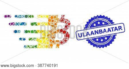 Spectrum Colorful Vector Bitcoin Symbol Collage For Lgbt, And Ulaanbaatar Unclean Rosette Stamp Seal