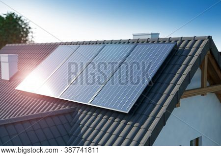 Solar Panel(solar Cell) With The Cloud On Sky, Solar Energy Panel Photovoltaic Cell, Hot Climate Cau